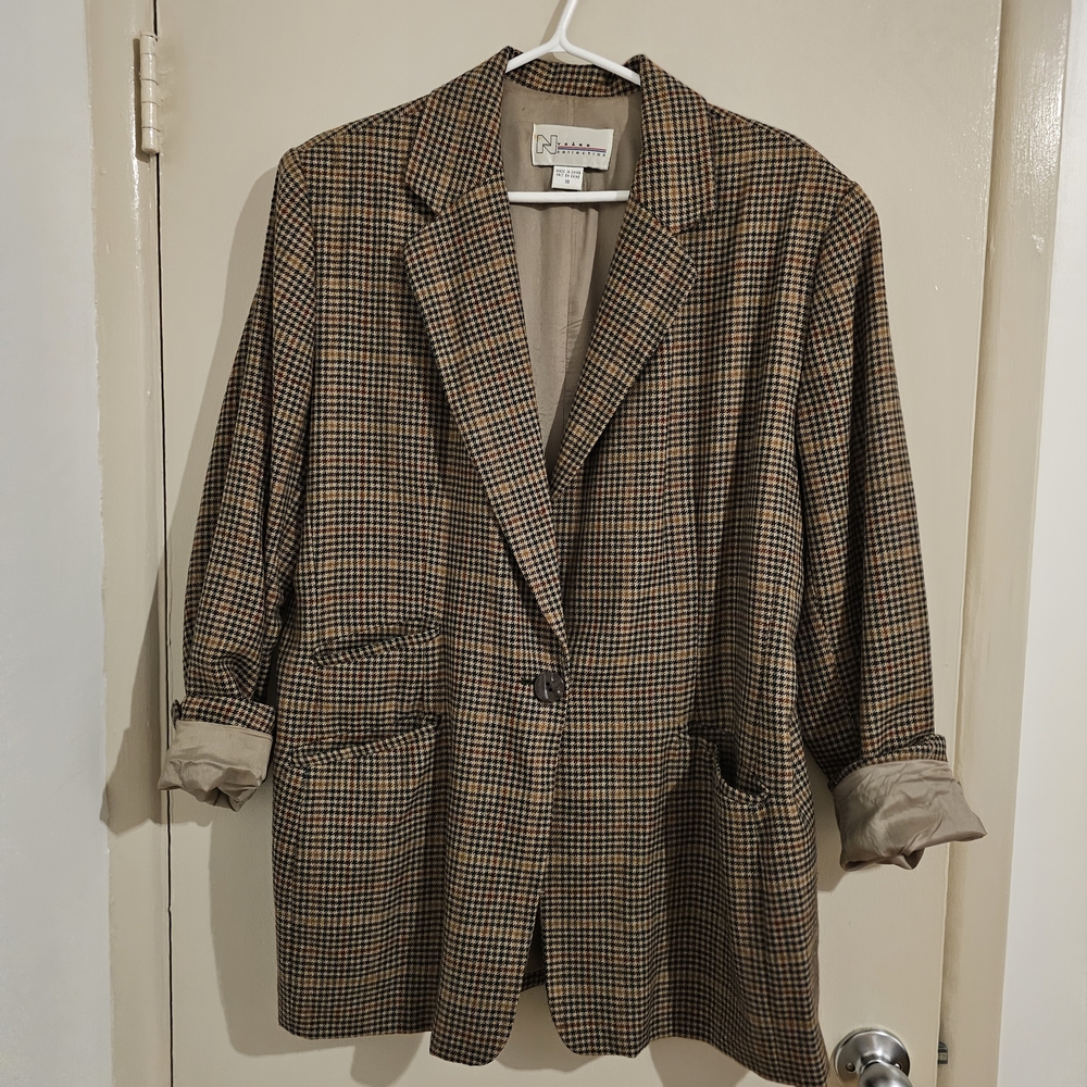 Wool Brown Plaid Blazer